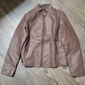 Brown Faux Leather Jacket Size M Brown